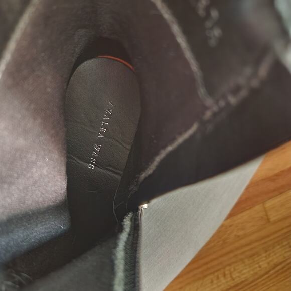 Azalea Wang Black Zip Up Vegan Leather Motorcycle Platform Heels Size 7.5 - Picture 6 of 7